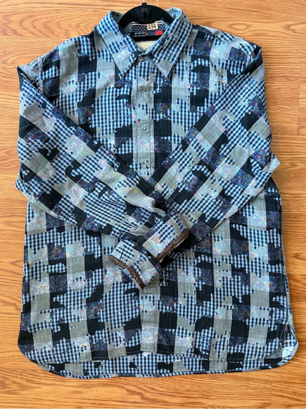 Robert Graham Blue Patterned Snap Up Shirt -